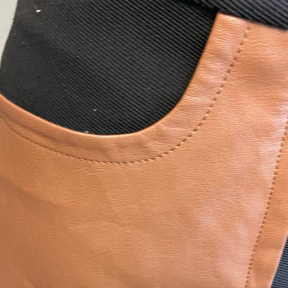 Tracy Reese zip up faux leather pocket black and brown skirt - size Large - Picture 4 of 9